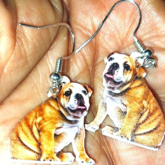 Fun dog dangling acrylic 5D pendant earrings - Picture 6 of 8